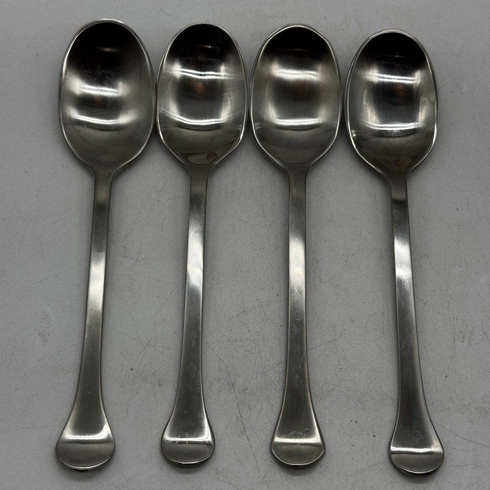 4 Dansk KOBENHAVN Soup/Place Spoons Satin Stainless Flatware Replacement Korea